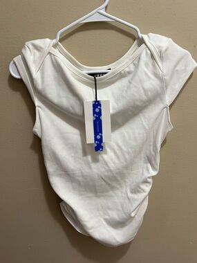 Cider Cream Ribbed Short Sleeve Top